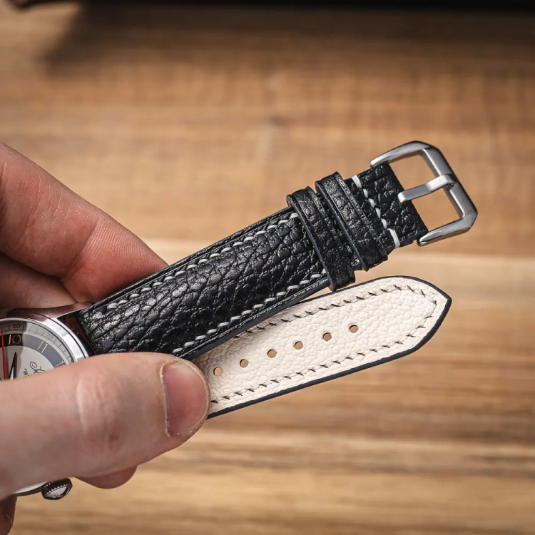 Walpier Dollaro Black White pasek do zegarka robiony ręcznie7