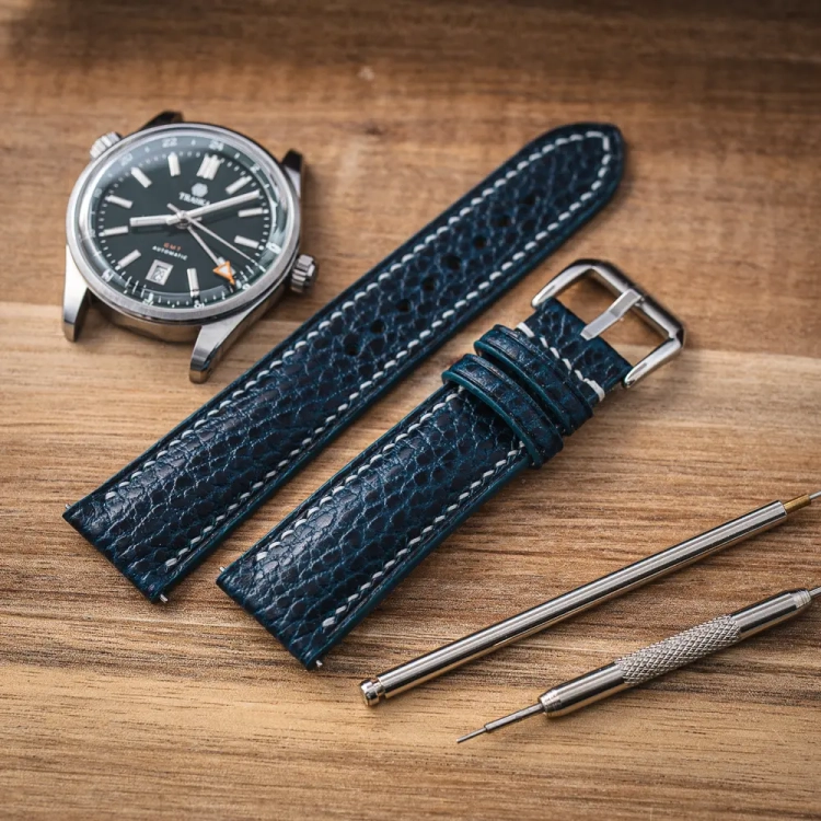 Walpier Dollaro Blue White pasek do zegarka robiony ręcznie4