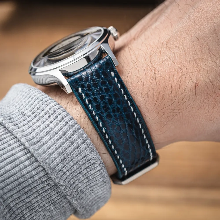 Walpier Dollaro Blue White pasek do zegarka robiony ręcznie6