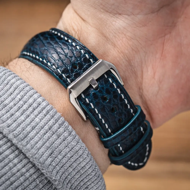 Walpier Dollaro Blue White pasek do zegarka robiony ręcznie7