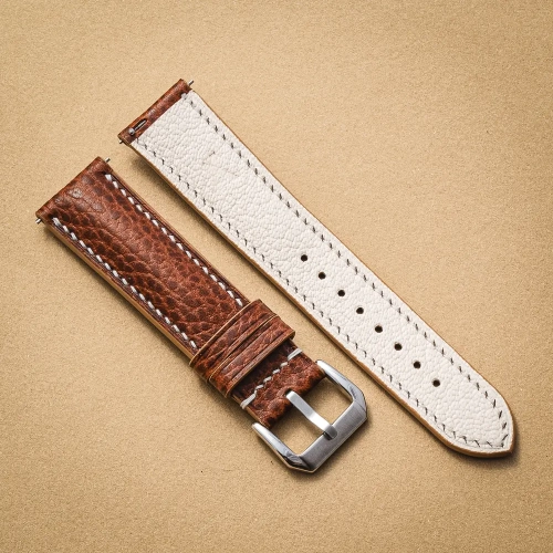 Walpier Dollaro Brown White pasek do zegarka robiony ręcznie2