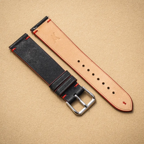 Badalassi Carlo Trio Black Red pasek do zegarka ręcznie robiony2