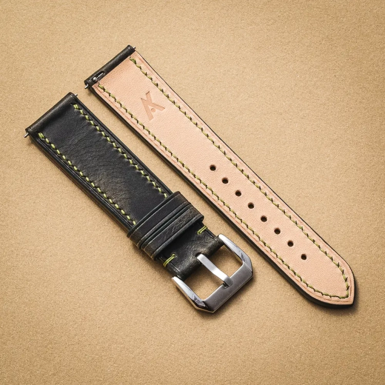 Badalassi Carlo Wax Grey Olive pasek do zegarka ręcznie robiony2