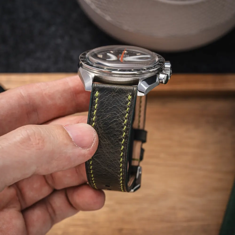 Badalassi Carlo Wax Grey Olive pasek do zegarka ręcznie robiony6