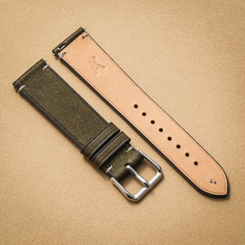 Badalassi Carlo Trio Olive Grey pasek do zegarka ręcznie robiony2