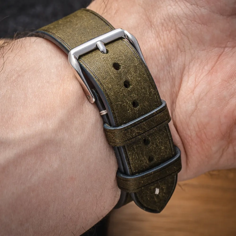 Badalassi Carlo Trio Olive Grey pasek do zegarka ręcznie robiony4