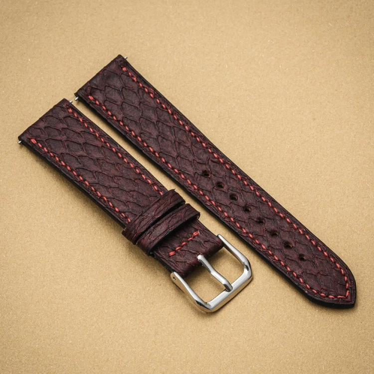 Salmon Satin Red WineBurgundy pasek do zegarka