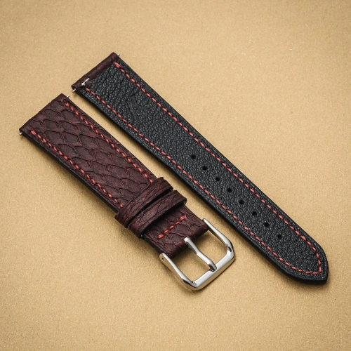 Salmon Satin Red WineBurgundy pasek do zegarka tył