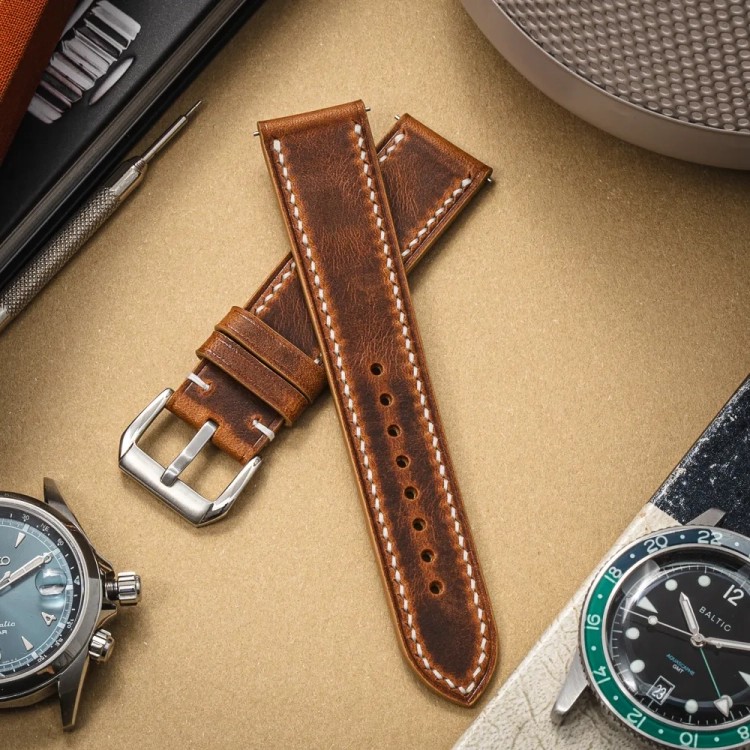 Badalassi Carlo Wax CognacWhite brązowy pasek do zegarka