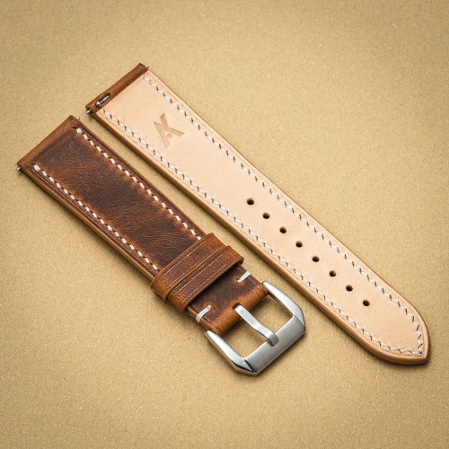 Badalassi Carlo Wax CognacWhite pasek do zegarka tył