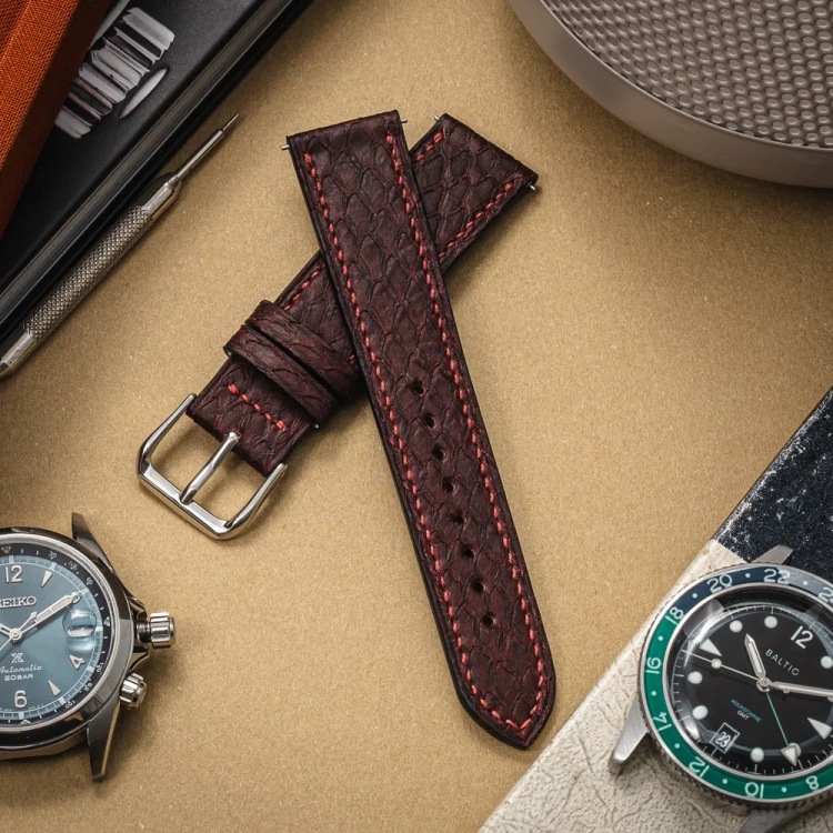 Salmon Satin Red WineBurgundy pasek zegarki