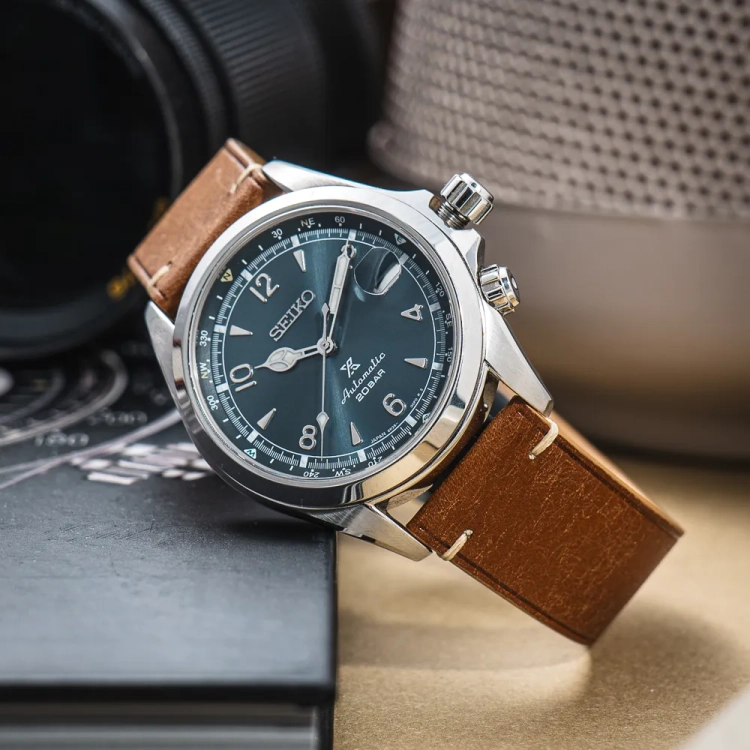 Badalassi Carlo Trio CognacBeige pasek do zegarka seiko zbliżenie