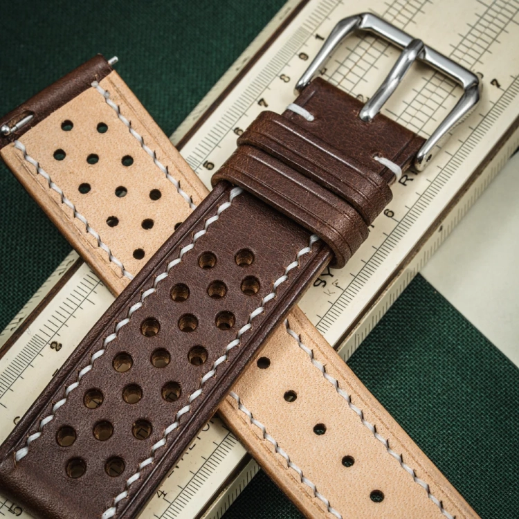 Walpier Buttero Rally BrownWhite – pasek do zegarka zbliżenie