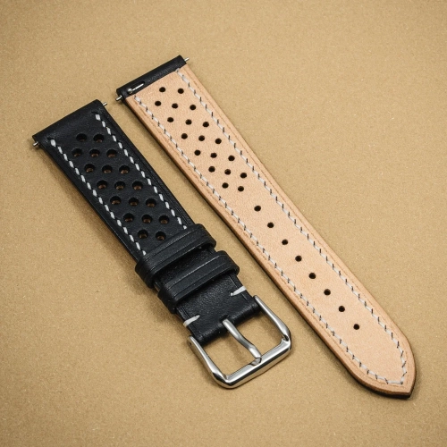 Walpier Buttero Rally BlackWhite – pasek do zegarka tył