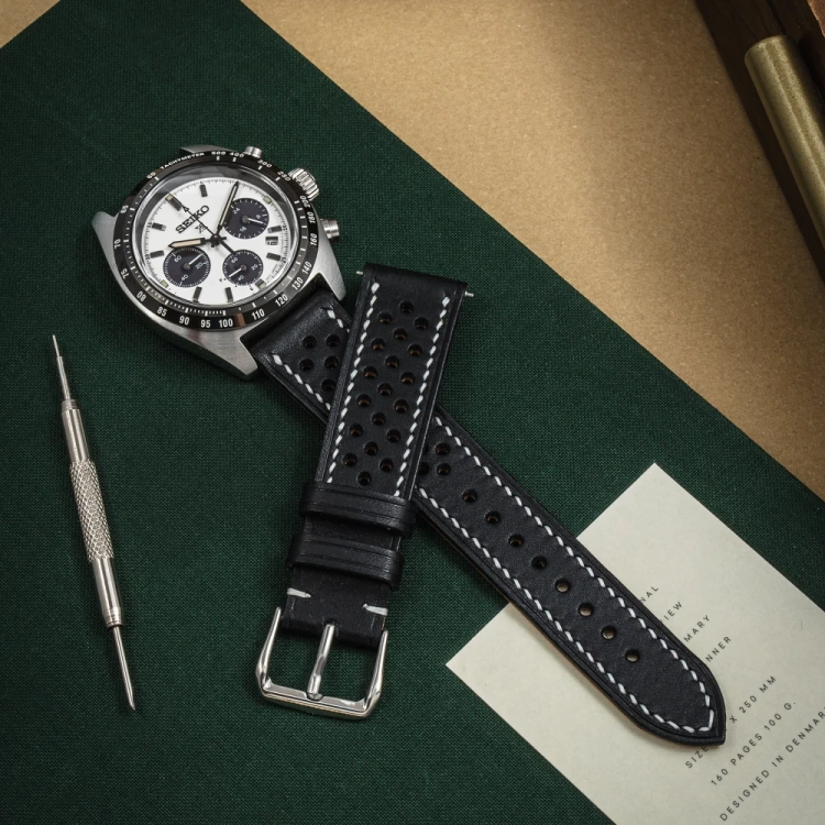 Walpier Buttero Rally BlackWhite – pasek do zegarka seiko