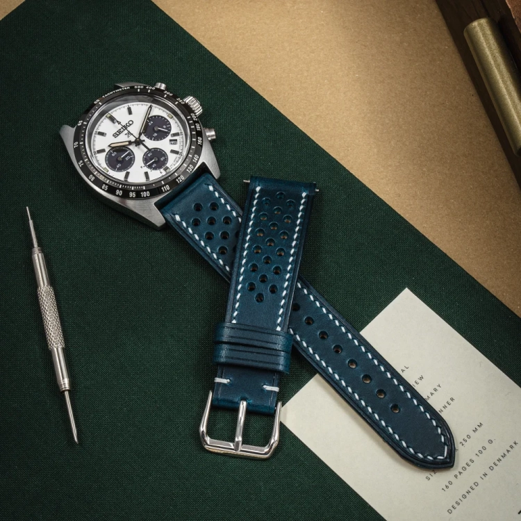 Walpier Buttero Rally BlueWhite – pasek do zegarka seiko